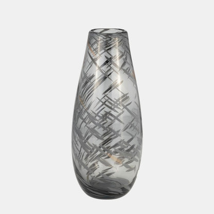 Swirl Black Glass Vase 15”