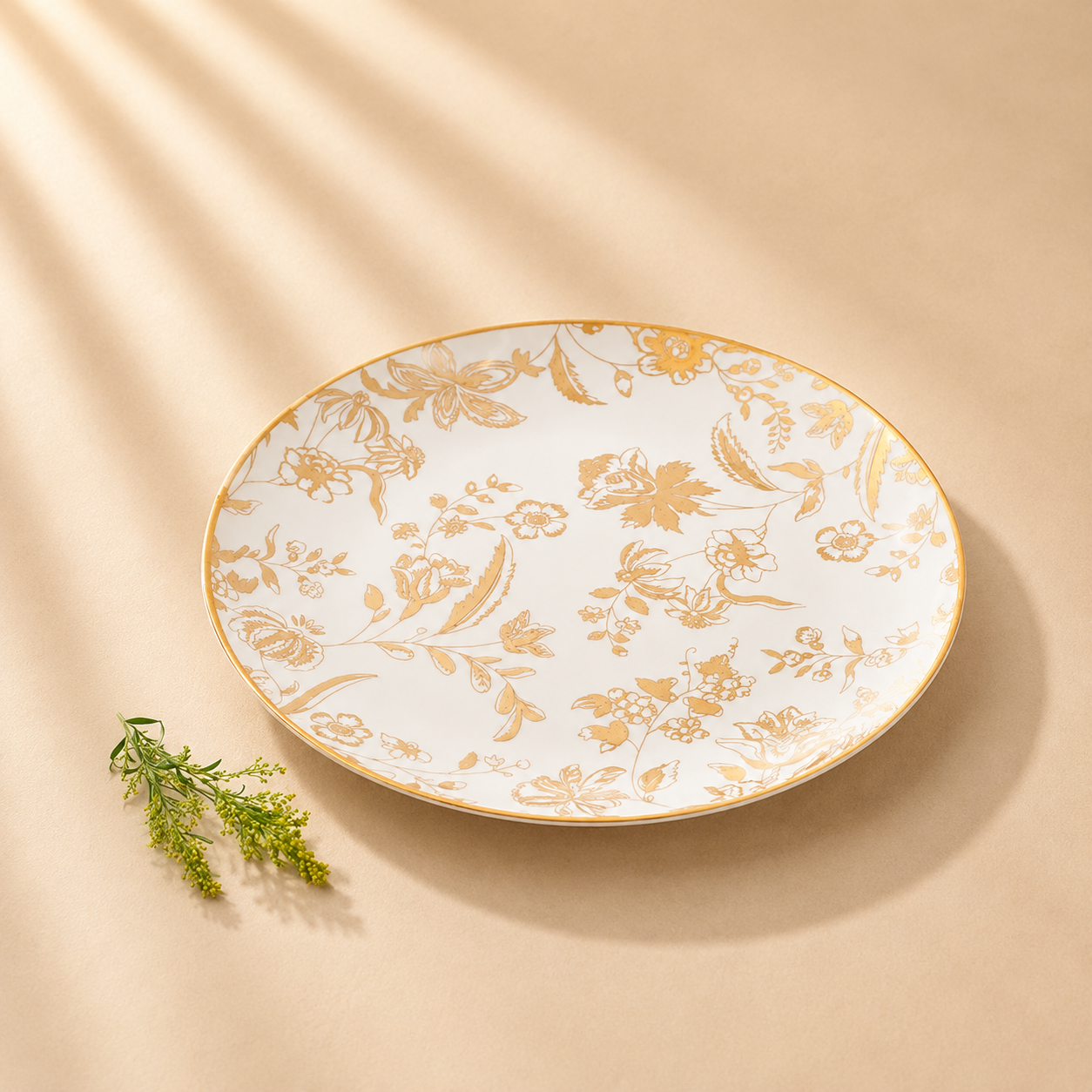 Blossom White & Gold Floral Charger