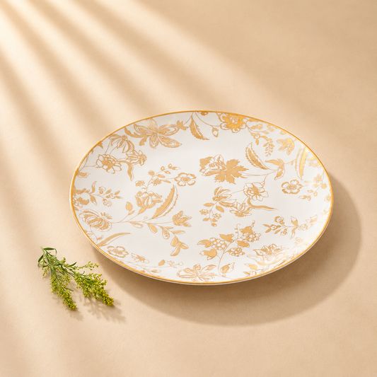 Blossom White & Gold Floral Charger