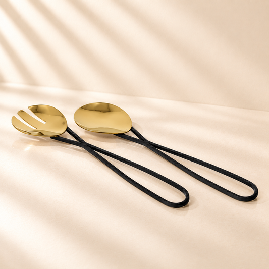 Salad Servers/Black Loop Handle