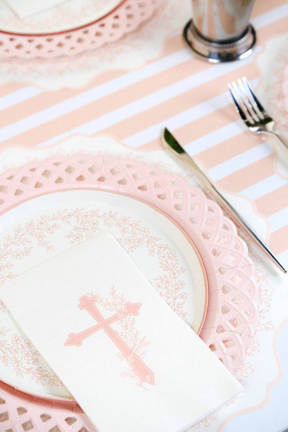 Pink Basketweave Dinner Paper Plates 8pk