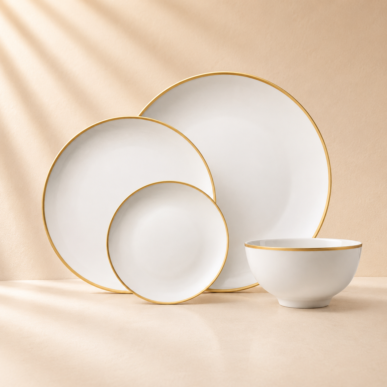 Vintage Bone China White with Gold Rim 16pc Dinnerware (Service for 4)