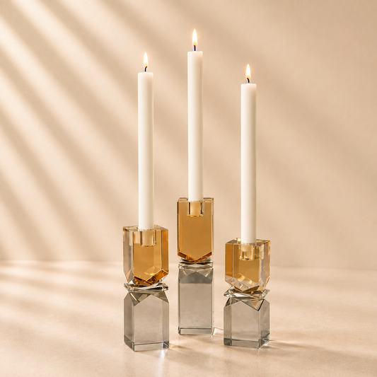 Vienna Artistry 2-tone Crystal Candlestick Smoke - Set of 2