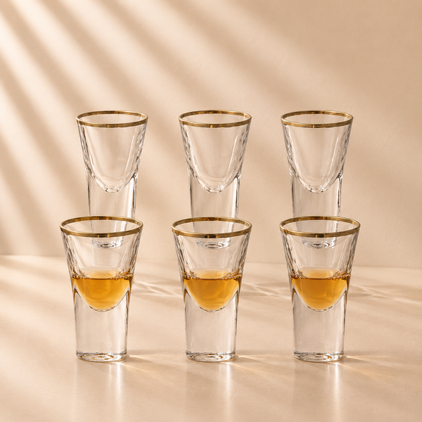 Gold Rim Shot Glasses Set of 6