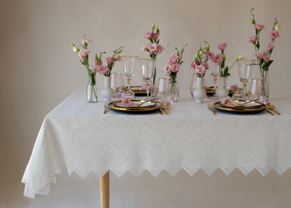 Chambray White Tablecloth