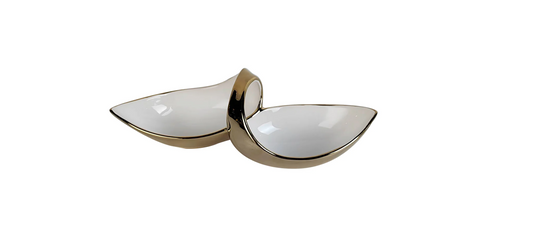 White Gold Double Snack Bowl