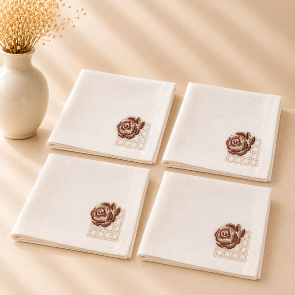 Pink Rose Cane Napkin 20" X 20" Set of 4