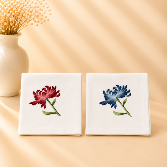 Washable Flower Napkin - 20" X 20” Set Of 4