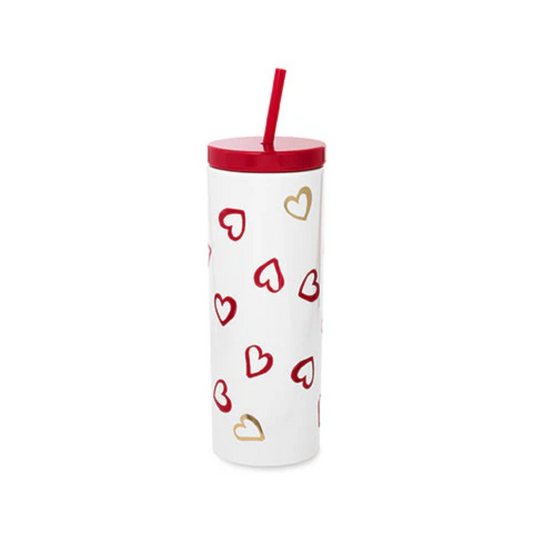 Brushstroke Heart Tumbler with straw