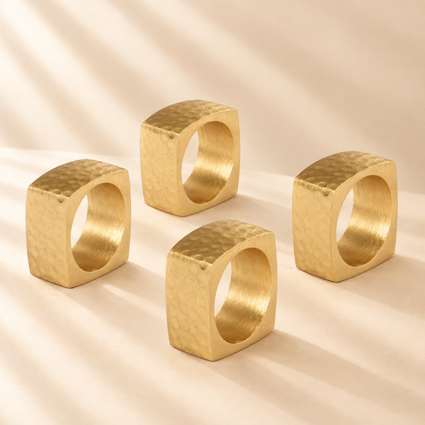 Hammered Ellipse Gold Napkin Ring Set of 4