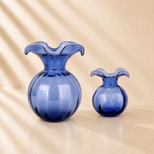 Vietri Hibiscus Glass Indigo Vase
