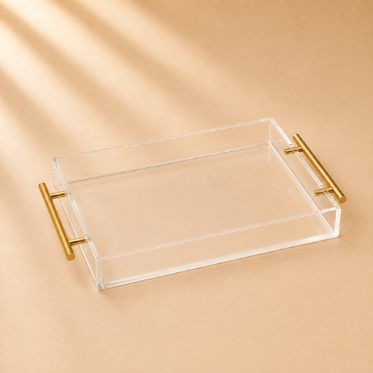Acrylic Tray Gold Handle 10”x12”