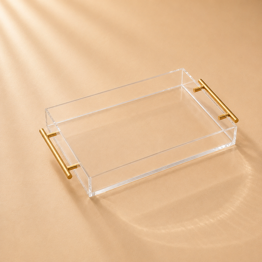 Acrylic Tray Gold Handle 12”x16”