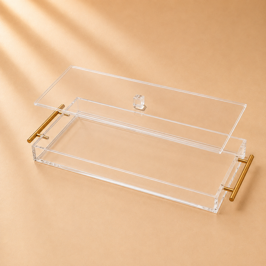 Acrylic Tray Gold Handle 7”x17”