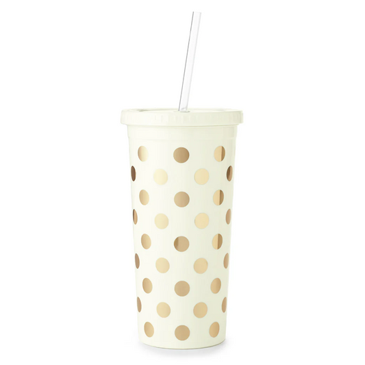 Gold Dots Tumbler With Straw