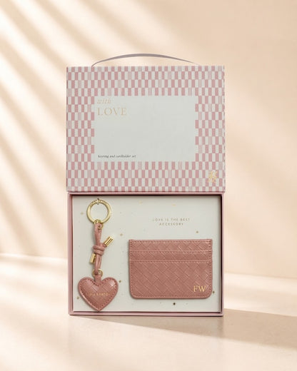 Katie Loxton Gift Boxed Keyring & Cardholder Set Nude Pink