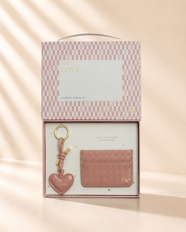 Katie Loxton Gift Boxed Keyring & Cardholder Set Nude Pink