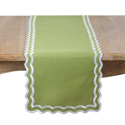Scalloped Border Table Runner: Taupe / 16"x72"