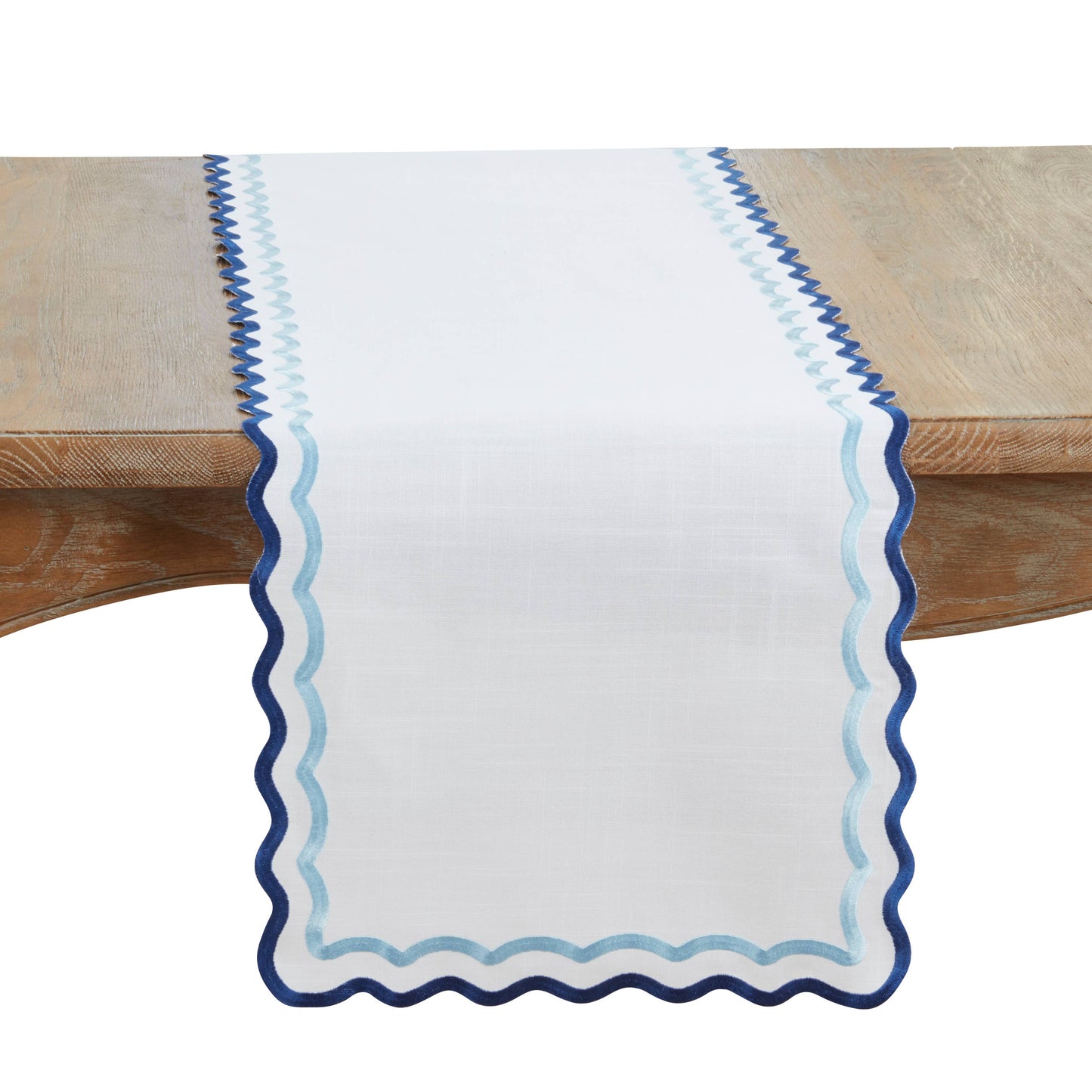 Scalloped Border Table Runner: Taupe / 16"x72"