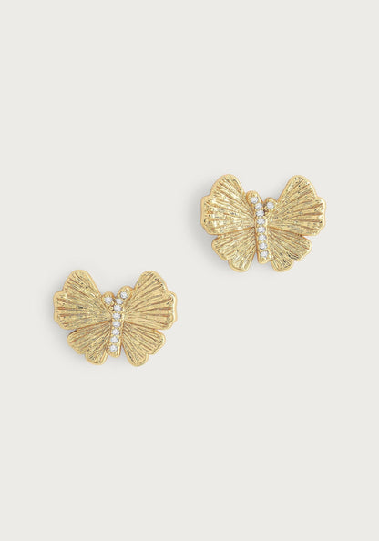 Butterfly Stud Gold Earrings
