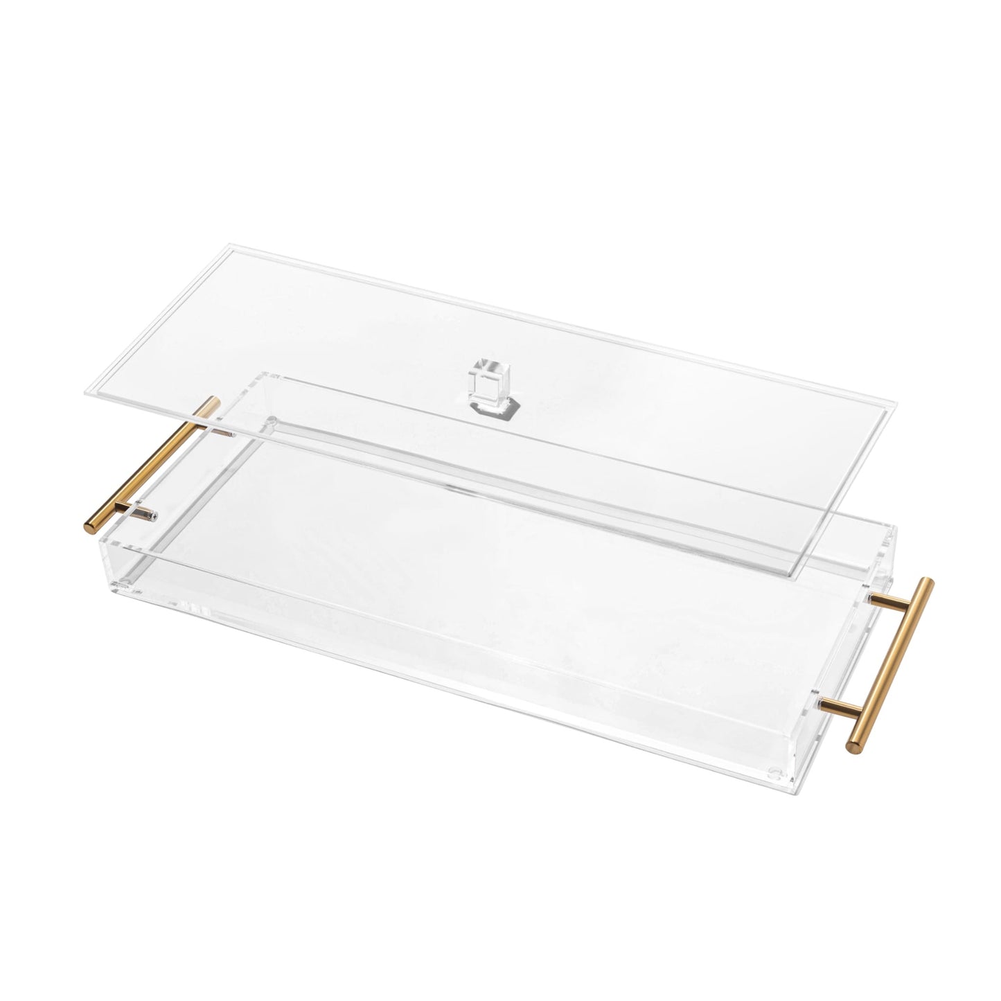 Tray W/Dome Gold Handles 7”x17”