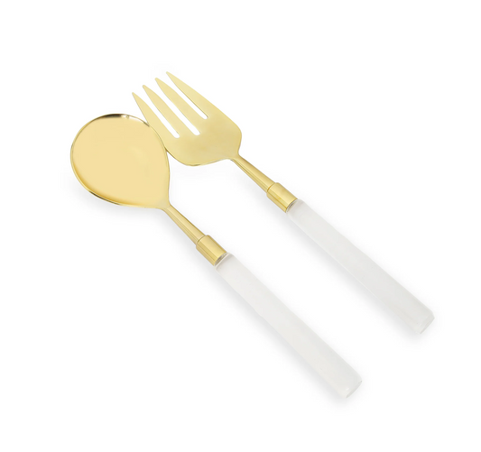 Gold Salad Server with Acrylic Handle