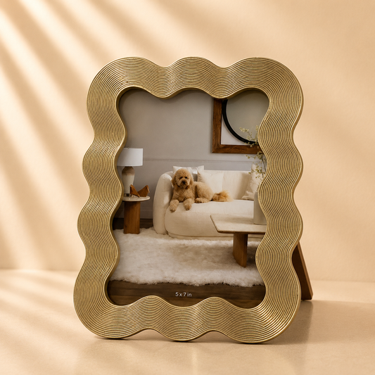 Photo Frame - Gold Resin Squiggly Wave Border, 5x7 in.