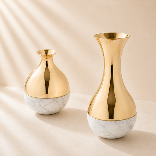 ANNA New York Carrara Marble & Gold Vase