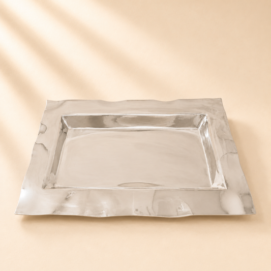 Stainless Steel Tray with Wavy Edge 17.75 x 11.75