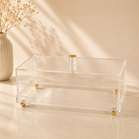 Lume Acrylic Rectangle Tray and Dome Cover Gold Legs