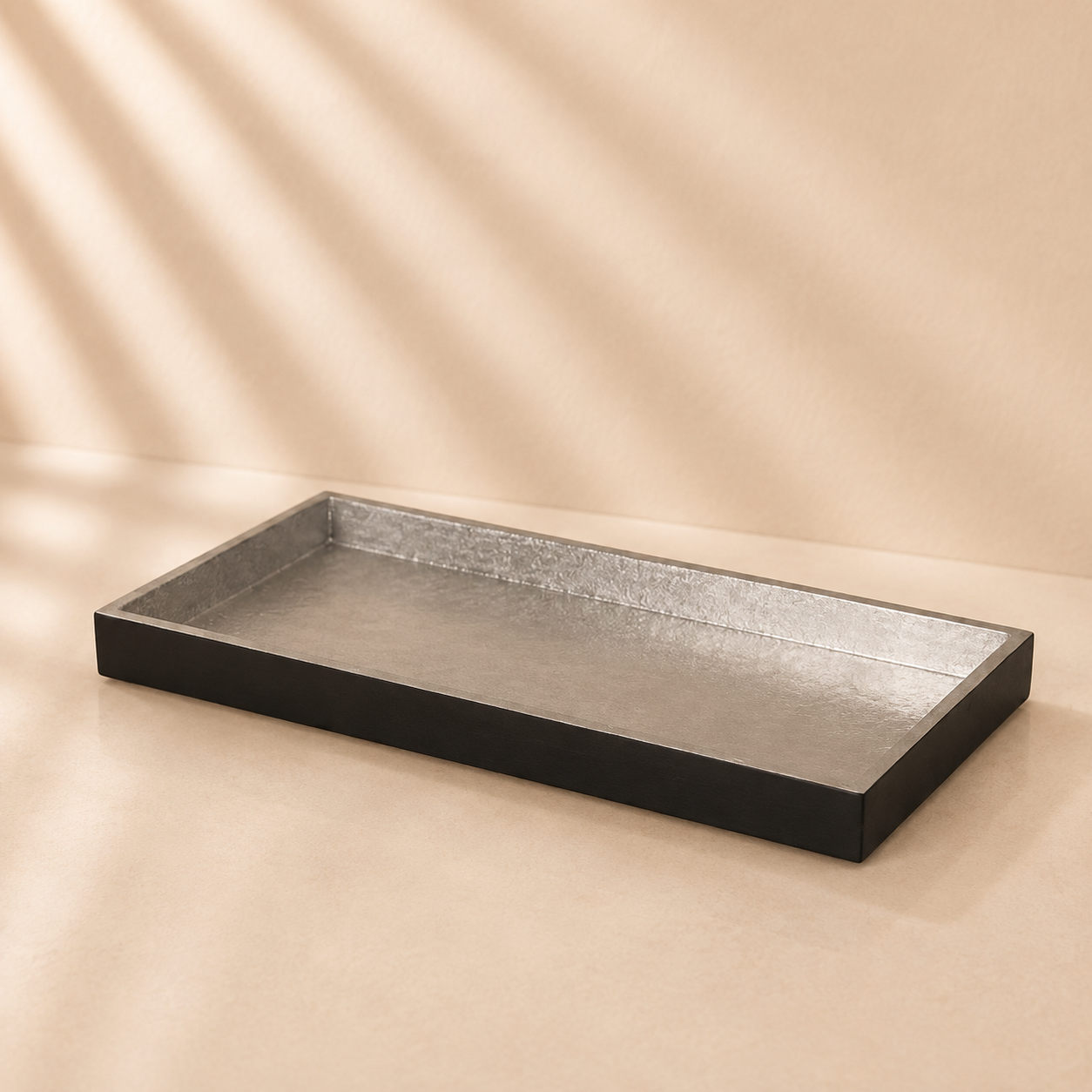 Bamboo small serving tray - Silver/Black