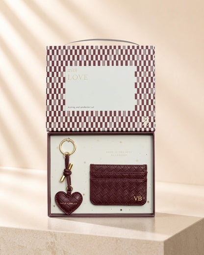 Katie Loxton Gift Boxed Keyring & Cardholder Set Cherry