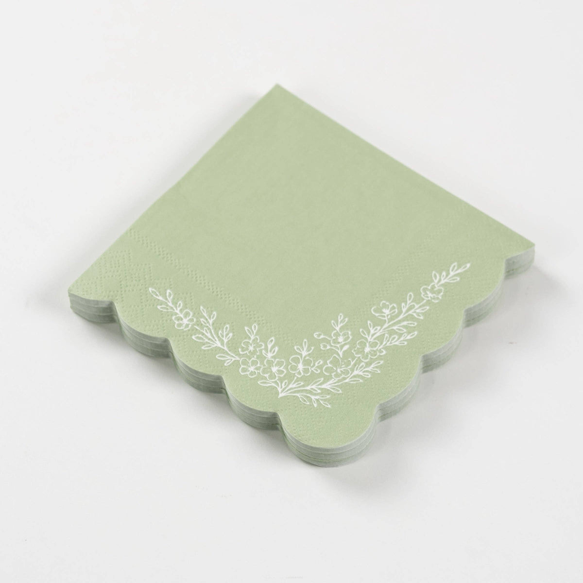 Floral Elegance Sage Beverage Napkins 16pk