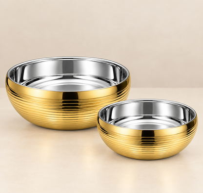 Gold Striped Double Wall Bowl