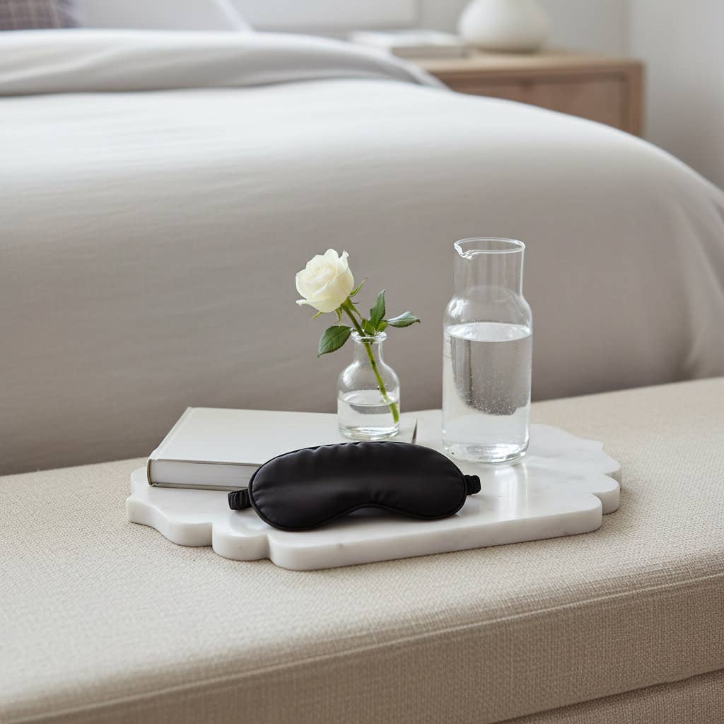 Decorative Tray - White Marble Oval Scallop Edge, 14 in.