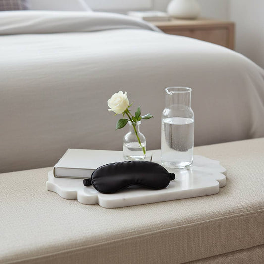 Decorative Tray - White Marble Oval Scallop Edge, 14 in.