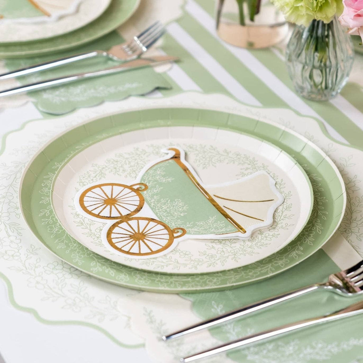 Floral Elegance Sage Dinner Plates 8pk