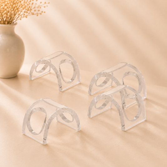 Napkin Rings with Slots For Place Cards 4pk - Clear Clear