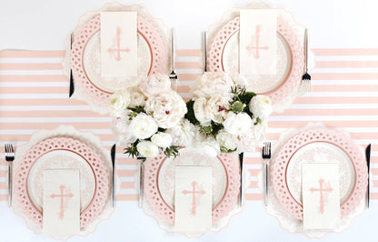 Pink Basketweave Dinner Paper Plates 8pk