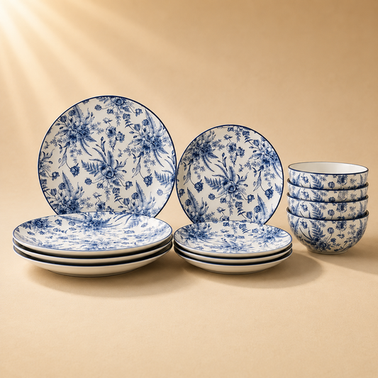 Medici Toile Blue Collection Dinnerware Set 12pcs