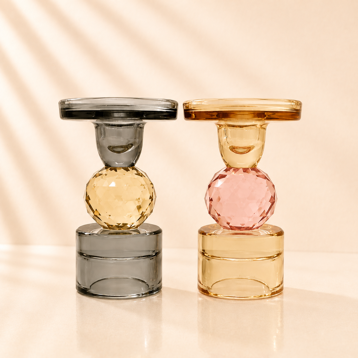 Set of 2 Candle Holders with Ball Detail 4.7”