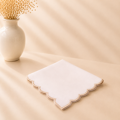 Washable Gold Scallop Napkin - 20”x 20” Set of 4