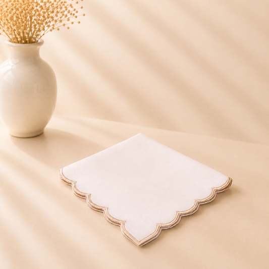 Washable Gold Scallop Napkin - 20”x 20” Set of 4