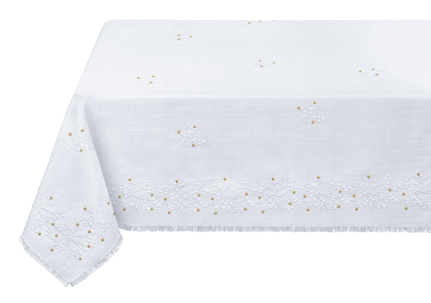 Finesse White & Gold Tablecloth