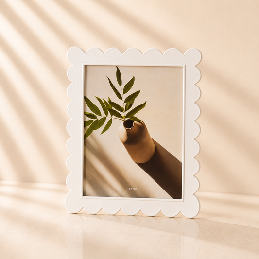 Photo Frame - White Resin Rectangle Scalloped Edge, 8x10 in.