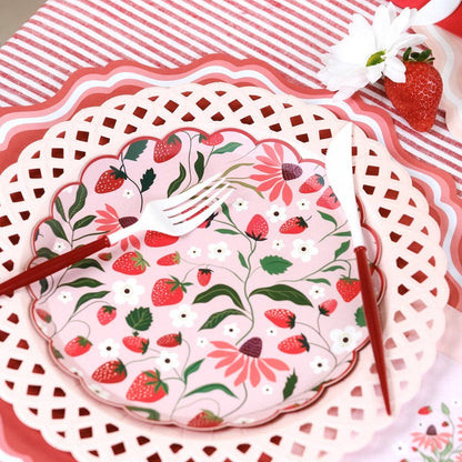 Pink Basketweave Dinner Paper Plates 8pk