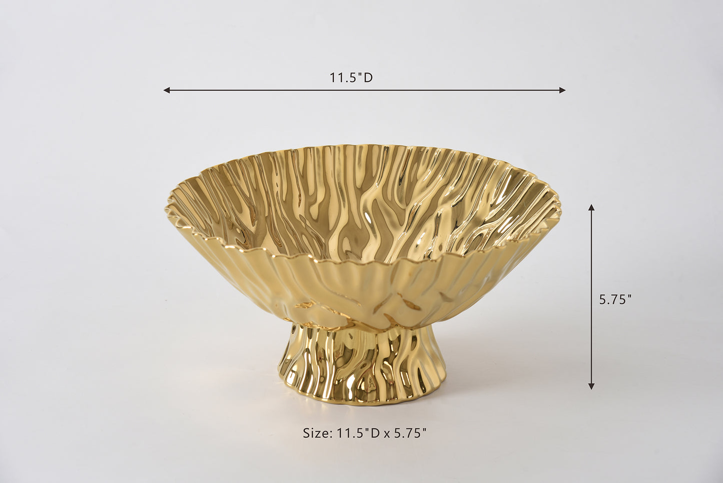 Large Gold Crinkle Footed Bowl