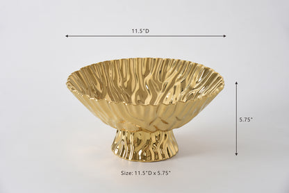 Large Gold Crinkle Footed Bowl