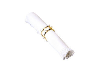 Gold Cuff Napkin Ring with Pearl Set of 6