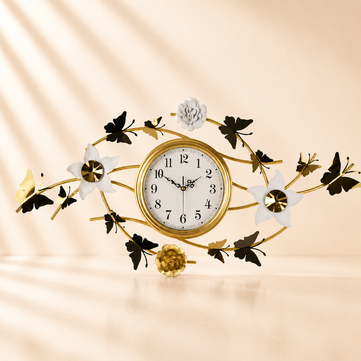 Flower & Butterflies Wall Clock 39”x19”